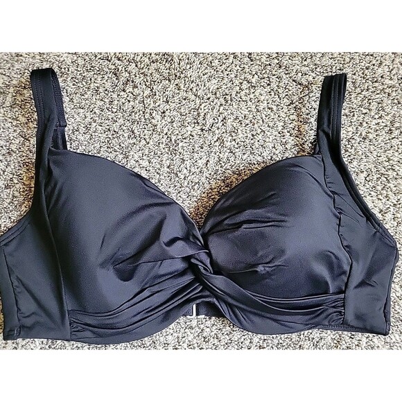 Lands’ End Large 22W DDD Black Bikini Swim Top Twist Front Padded Underwire S623 - Picture 5 of 8